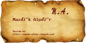 Mazák Alpár névjegykártya